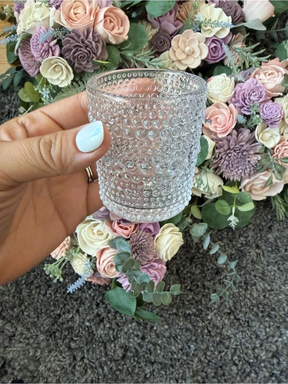 Clear Glass Votive Candle Holders - Set of Clear Textured Tea Light Holders